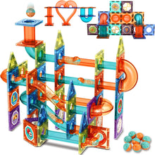 Load image into Gallery viewer, STEM Magnetic Building Block Tiles Toy Set 110 Pieces with Marble Run Light Up Rolling Balls
