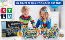 Load image into Gallery viewer, STEM Magnetic Building Block Tiles Toy Set 110 Pieces with Marble Run Light Up Rolling Balls
